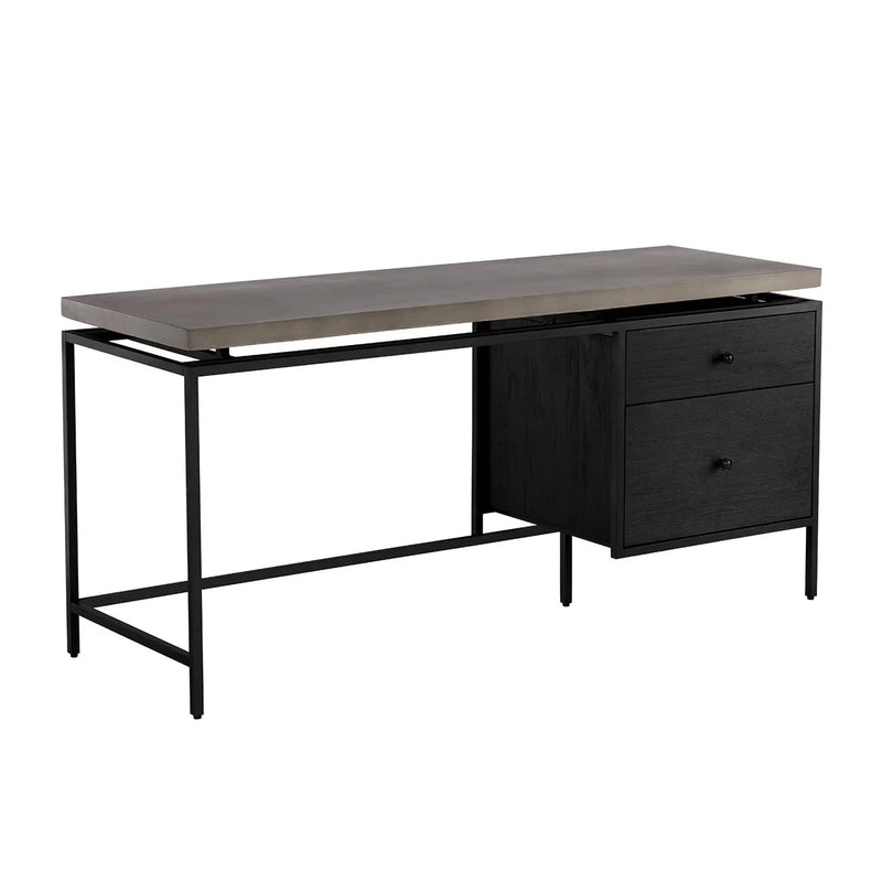 Norwood Desk Modern Concrete Top With Black Metal Frame