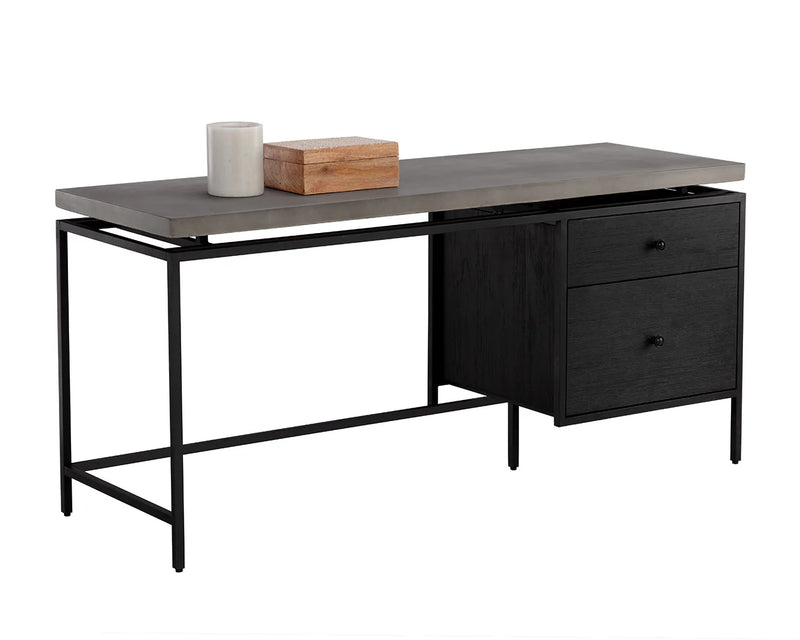 Norwood Desk Modern Concrete Top With Black Metal Frame