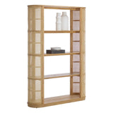 Behati Bookcase Light Wash Rattan Shelves Oak Veneer