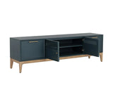 Rivero Media Console And Cabinet Teal With Gold Handles