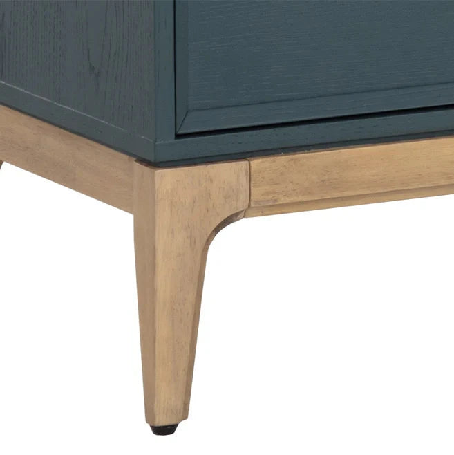 Rivero Media Console And Cabinet Teal With Gold Handles