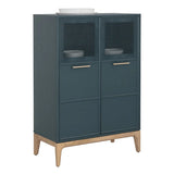 Rivero Highboard Teal With Ample Storage And Antique Brass