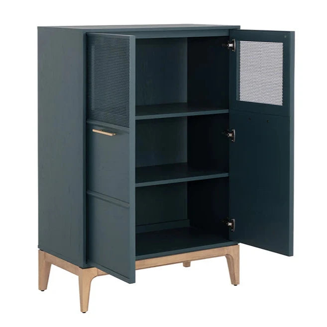 Rivero Highboard Teal With Ample Storage And Antique Brass