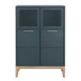 Rivero Highboard Teal With Ample Storage And Antique Brass