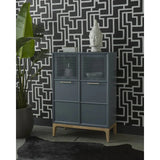 Rivero Highboard Teal With Ample Storage And Antique Brass