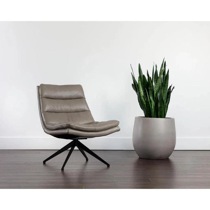 Keller Leather Upholstered Swivel Lounge Chair