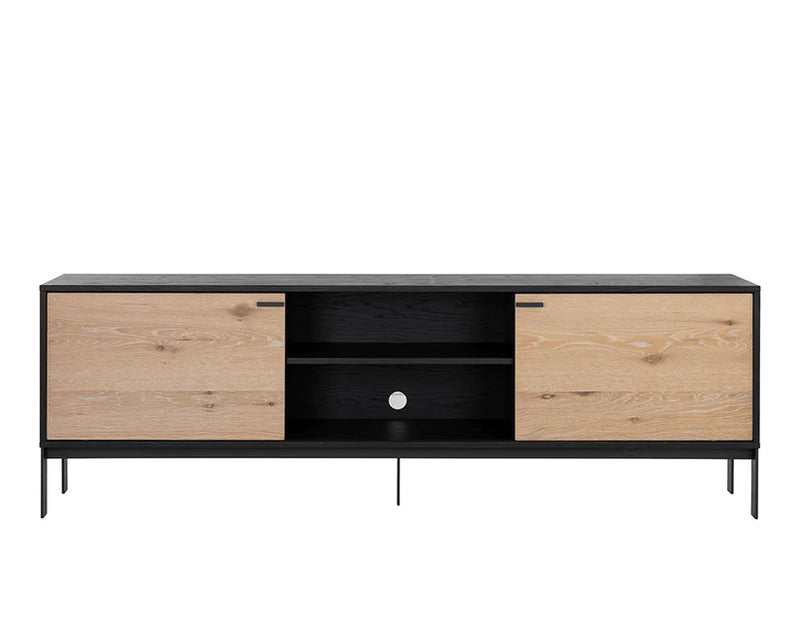 Rosso Media Console And Cabinet With Adjustable Shelves