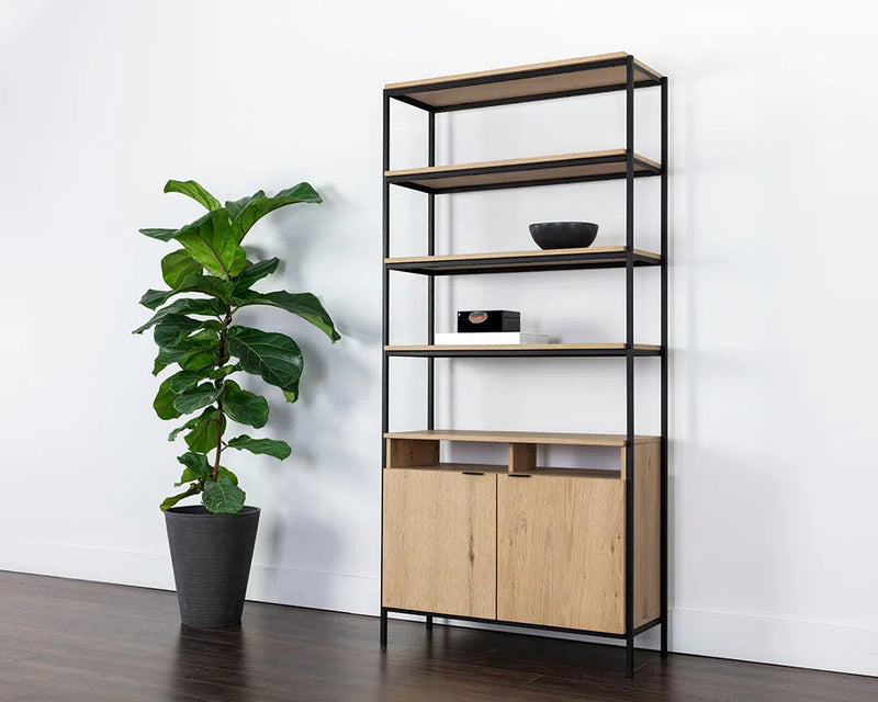 Ambrose Wooden Iron Modular Bookcase