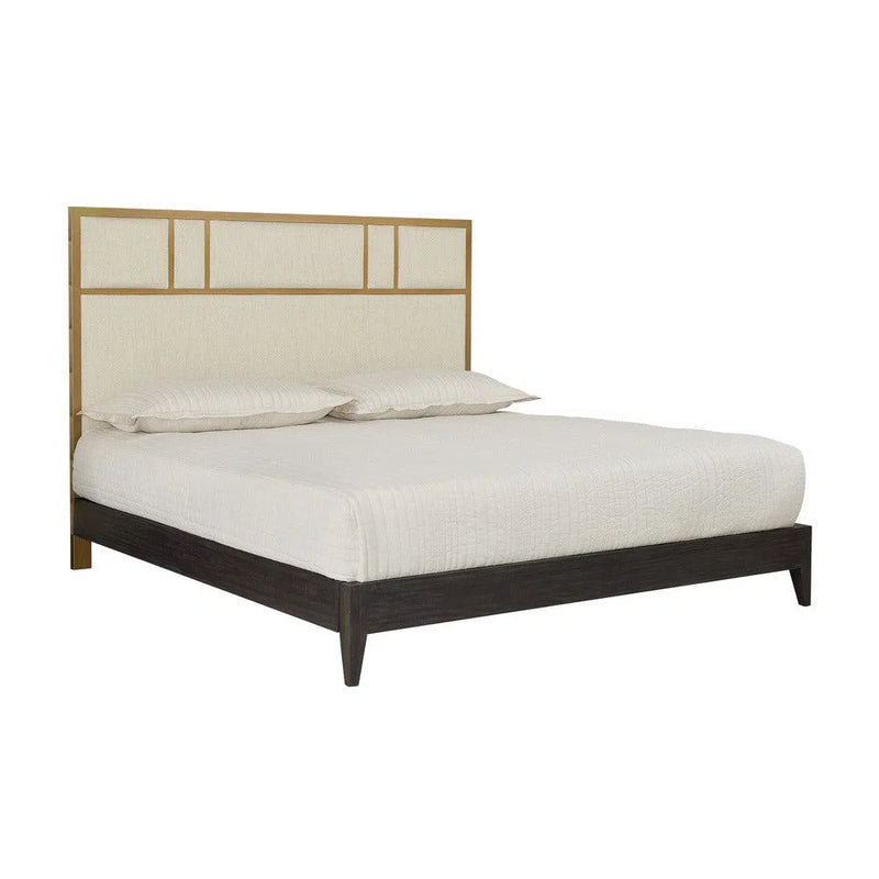 Alvaro Bed King Dazzle Cream With Grey Wood Base