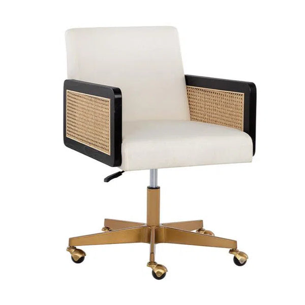 Claudette Office Chair Linoso Ivory With Gold Base