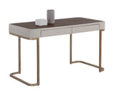 Jamille Desk With Soft Closing Drawers And Warm Brass Base