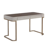 Jamille Desk With Soft Closing Drawers And Warm Brass Base