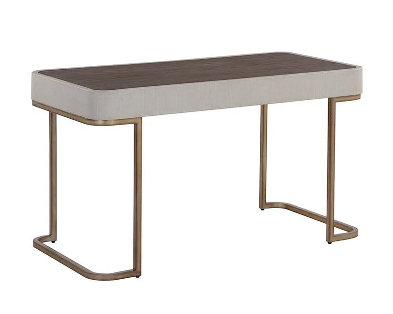 Jamille Desk With Soft Closing Drawers And Warm Brass Base