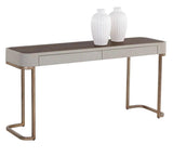 Jamille Console Table With Faux Leather And Steel Base