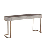 Jamille Console Table With Faux Leather And Steel Base