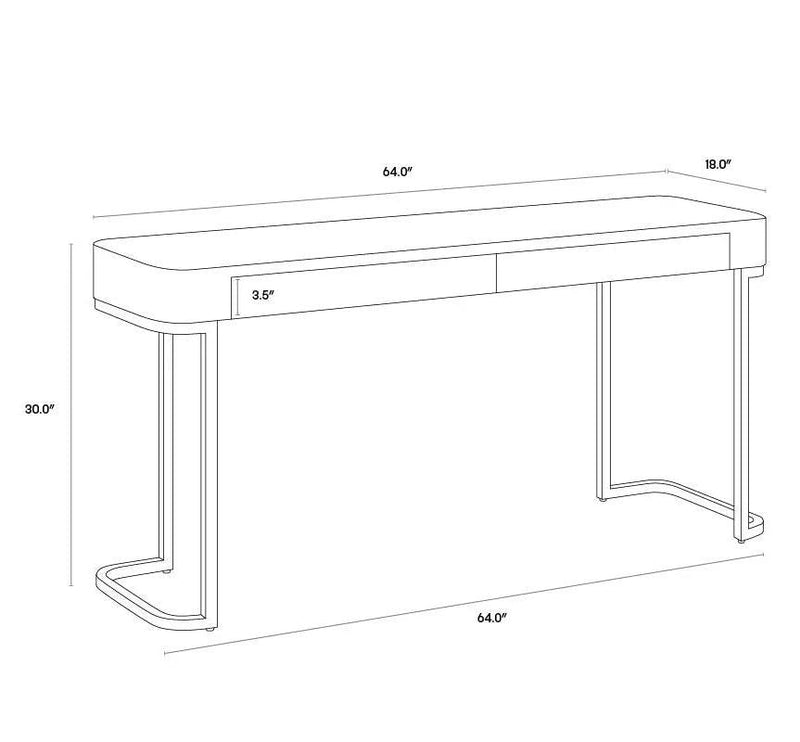 Jamille Console Table With Faux Leather And Steel Base