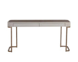 Jamille Console Table With Faux Leather And Steel Base