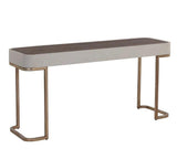 Jamille Console Table With Faux Leather And Steel Base