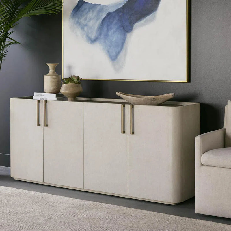 Jamille Sideboard Cream Faux Leather Soft Close Doors