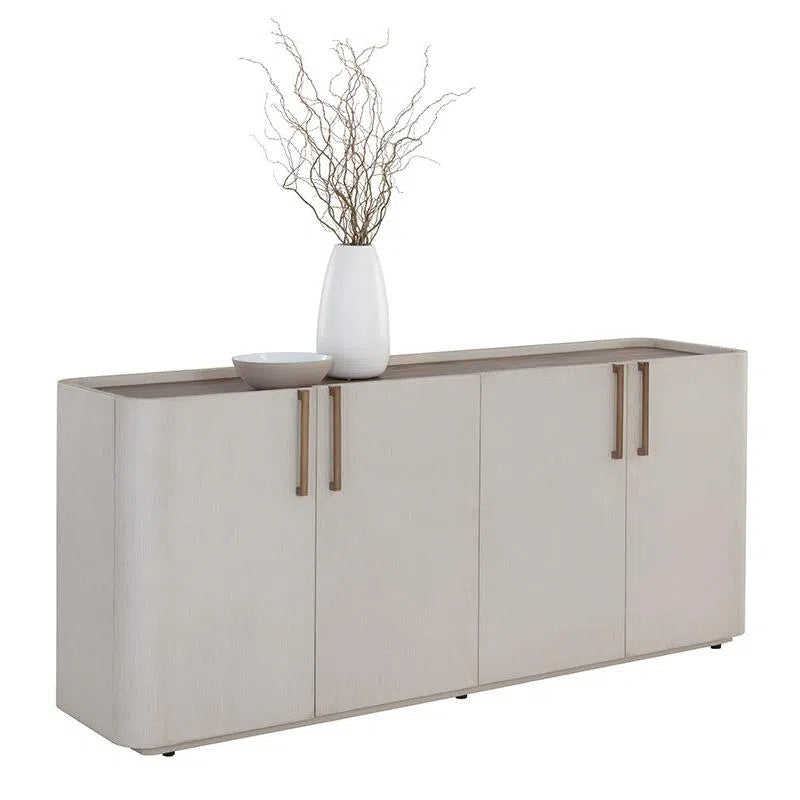 Jamille Sideboard Cream Faux Leather Soft Close Doors