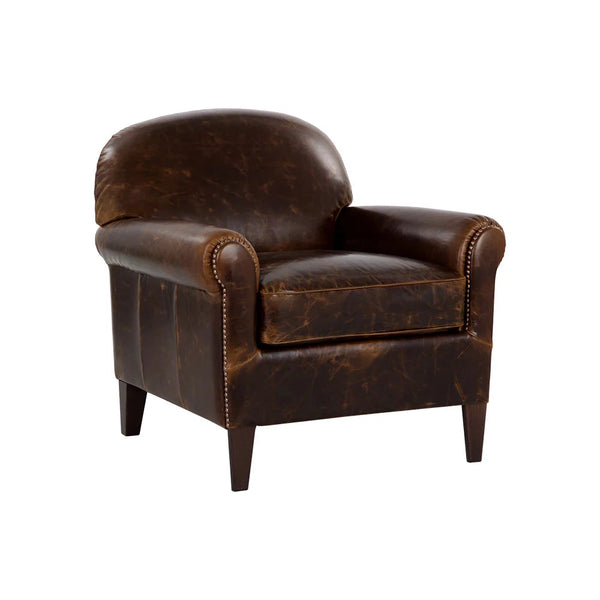 Bastoni Lounge Chair Chocolate Leather With Brass Nailheads