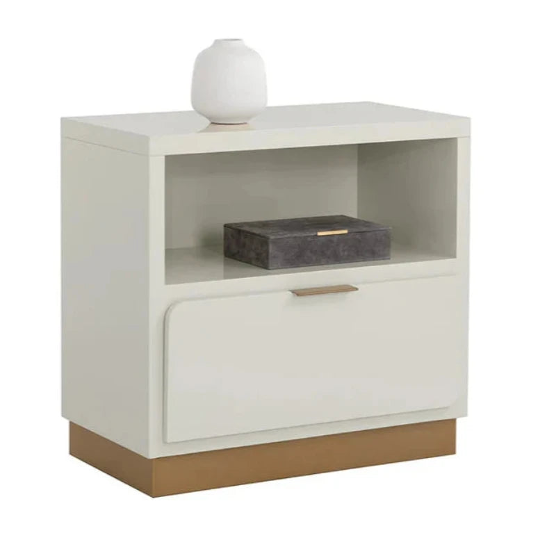 Jenkins Steel Based Wooden Cream Nightstand