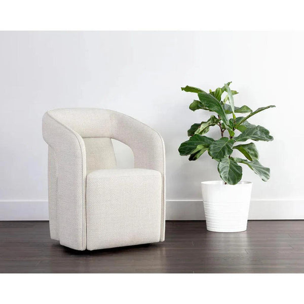 Kendrick Fabric Upholstered Wheeled Dining Armchair