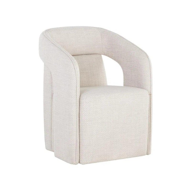 Kendrick Fabric Upholstered Wheeled Dining Armchair