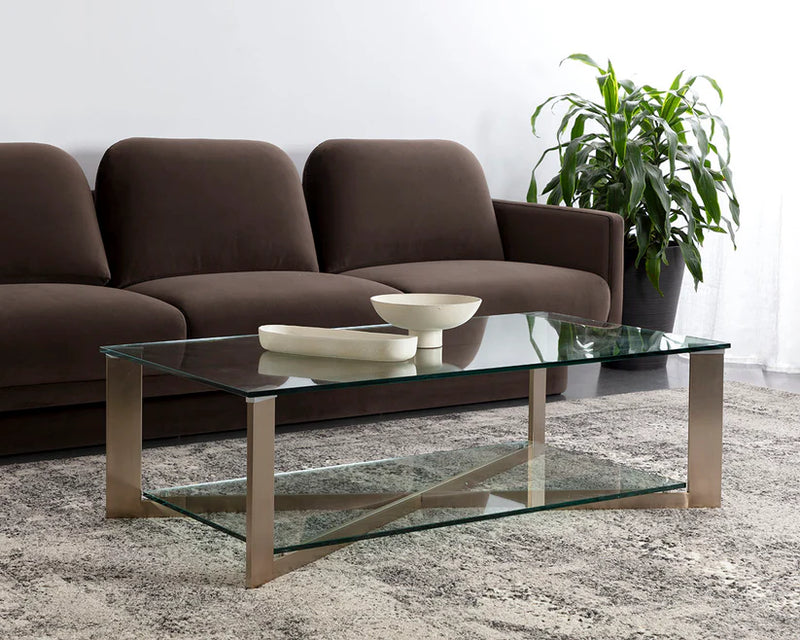 Xavier Steel Framed Glass Coffee Table