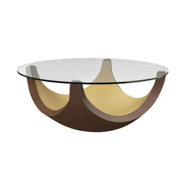 Burnell Coffee Table With Clear Glass And Brass Base