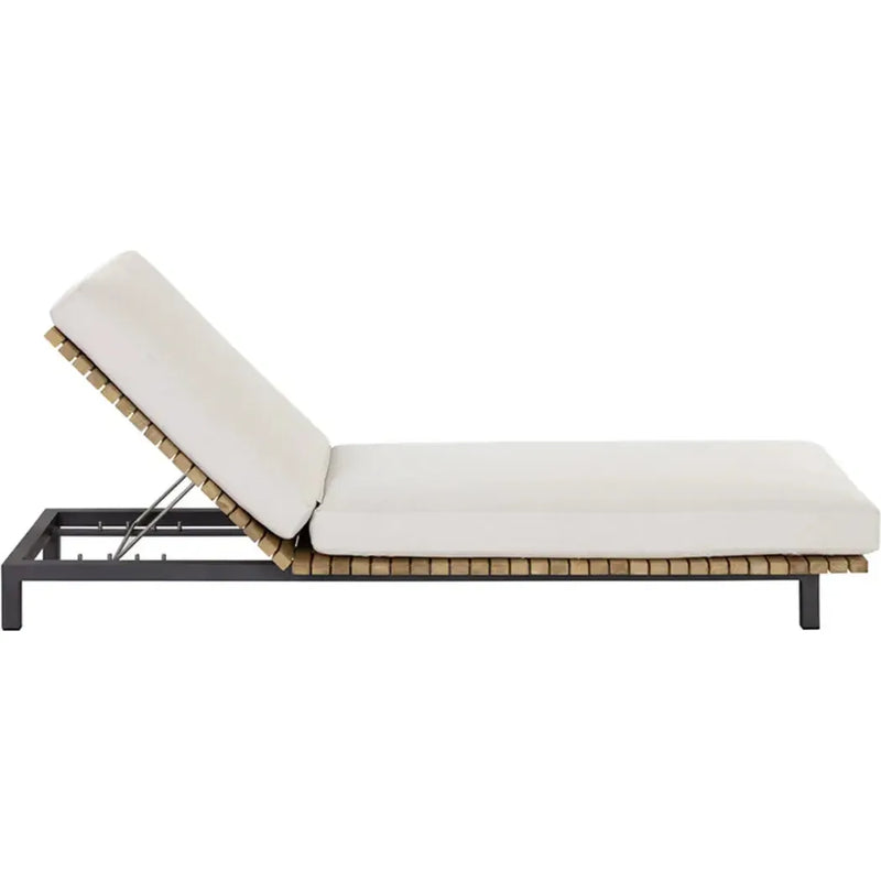 Geneve Cream Fabric Upholstered Outdoor Lounger