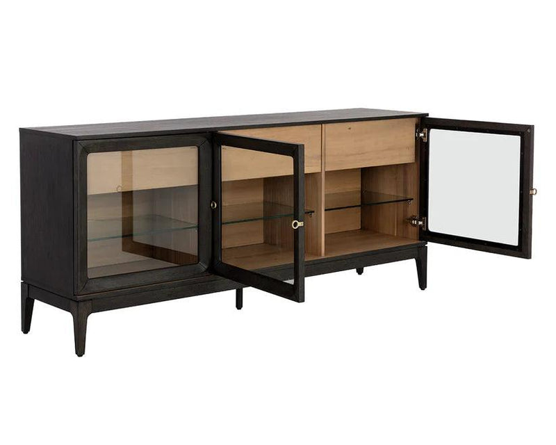 Cecilia Sideboard With Mid-Century Design And Glass Doors