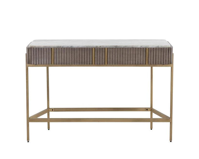 Mauro Console Table With Marble Top And Antique Brass