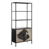 Arlington Bookcase Unique Patina Finish Black Iron Frame