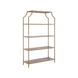 Kessler Bookcase Mid-Century Design With Antique Gold Finish