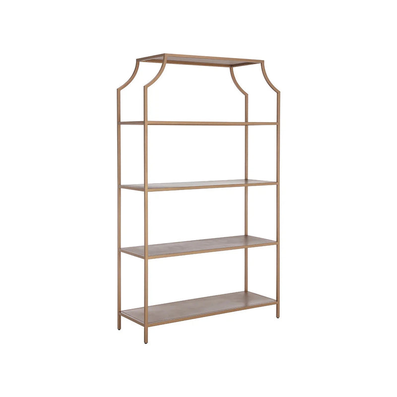 Kessler Bookcase Mid-Century Design With Antique Gold Finish