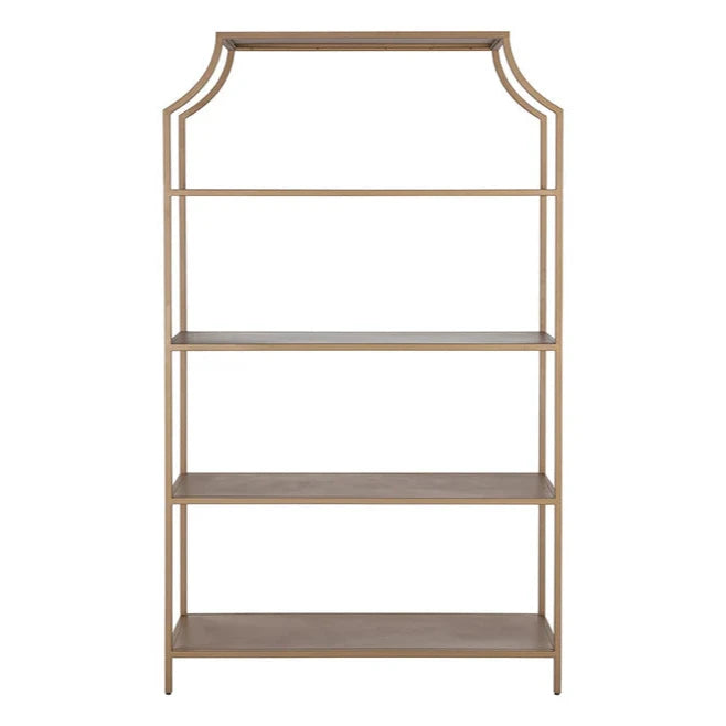 Kessler Bookcase Mid-Century Design With Antique Gold Finish