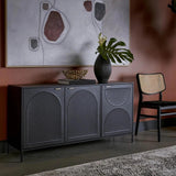 Aziza Sideboard Elegant Metal Frame With Brass Handles