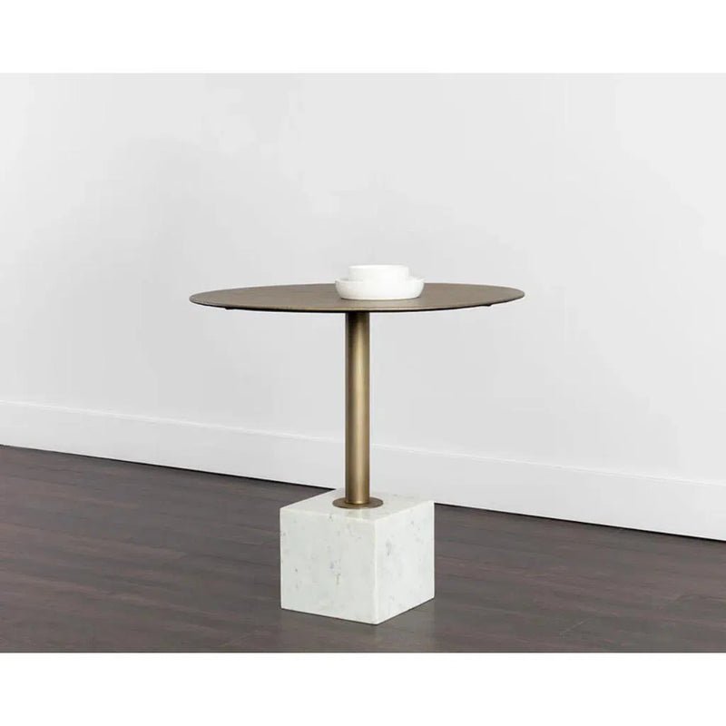 32" Kata Marble Based Iron Round Bistro Table