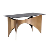 Elegant London Desk With Smoked Glass And Gold Finish