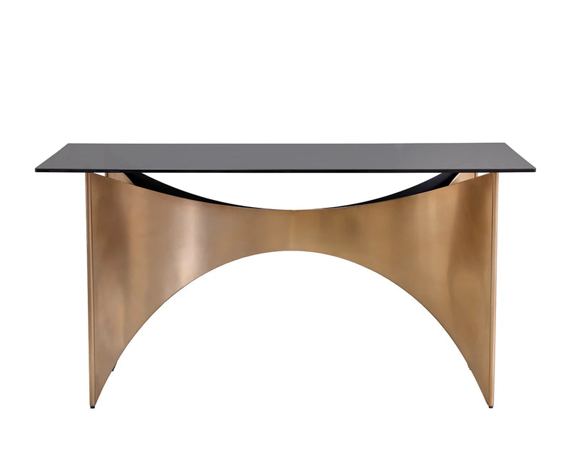 Elegant London Desk With Smoked Glass And Gold Finish