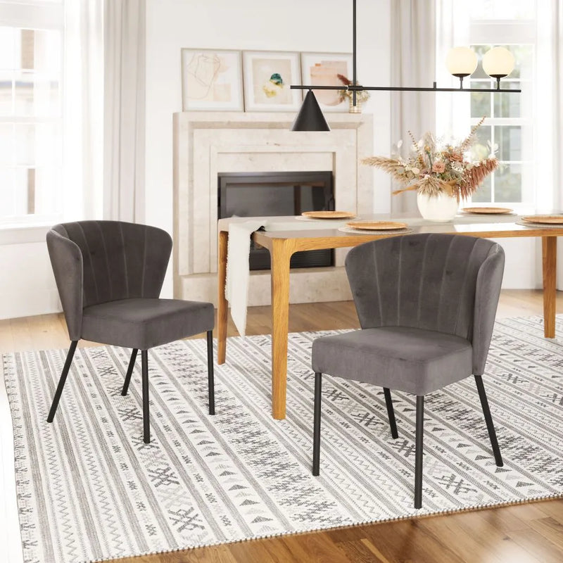 Aimee Polyester Upholstered Armless Dining Chair (Set Of 2)