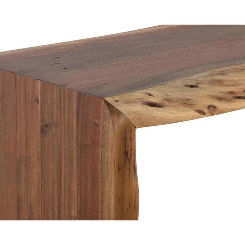 Ridge Waterfall Edge Designed Wooden Backless Bench