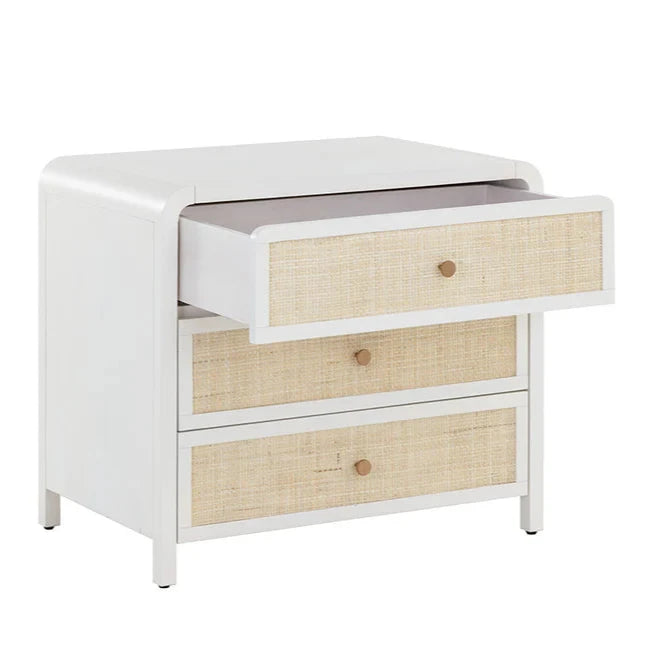 Tierra Nightstand With Soft Closing Drawers and Rattan