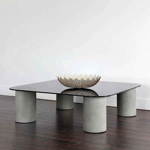 Maude Coffee Table Sleek Smoked Glass and Concrete Design