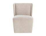 Amita Fabric Upholstered Wheeled Armless Dining Chair