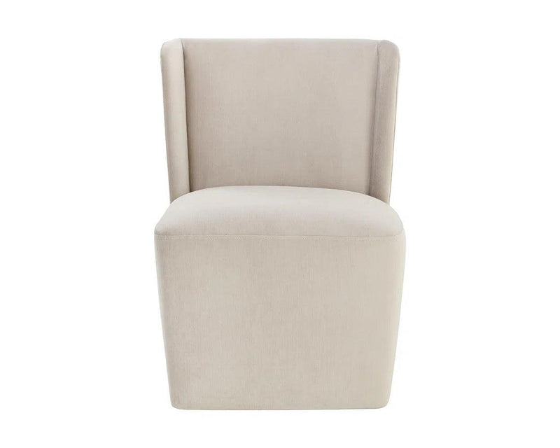 Amita Fabric Upholstered Wheeled Armless Dining Chair