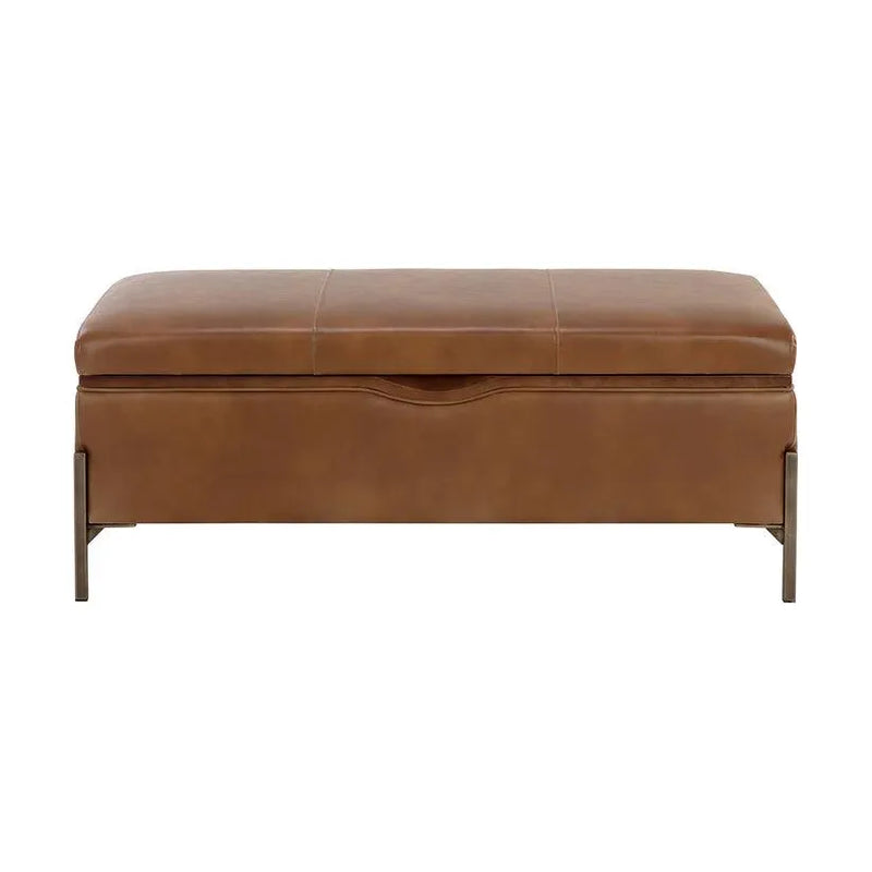 Kael Storage Bench Tobacco Tan Modern Faux Leather