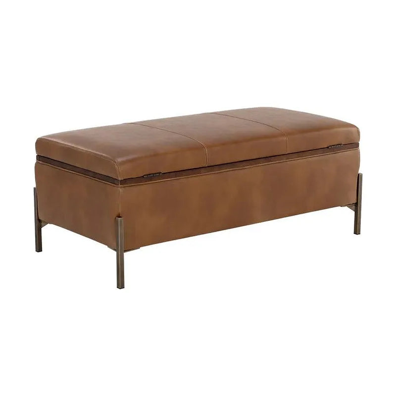 Kael Storage Bench Tobacco Tan Modern Faux Leather