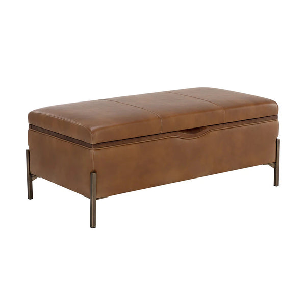 Kael Storage Bench Tobacco Tan Modern Faux Leather